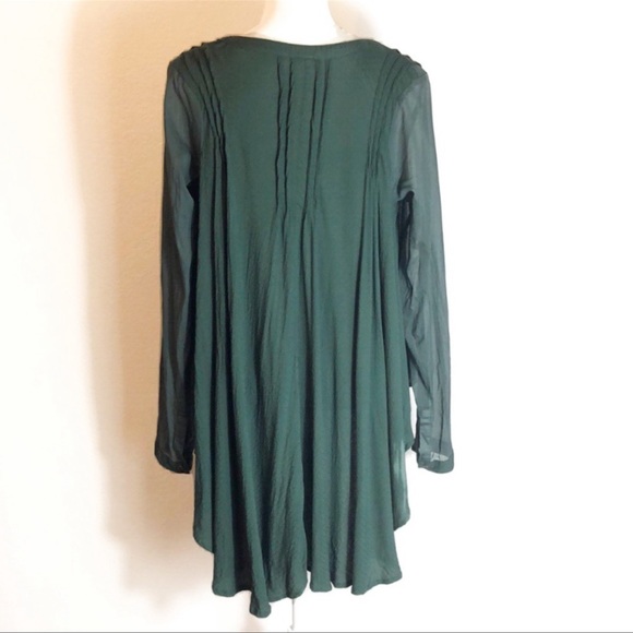 🆕Free People High Low Tunic Green Blouse Small - Picture 6 of 10